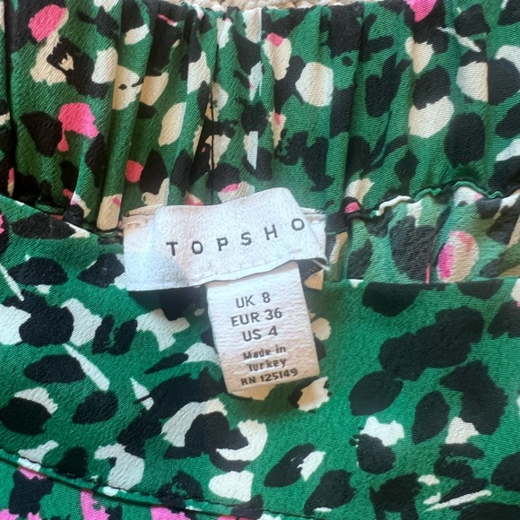 TopShop Green Painted Spot Pleat Midi Skirt US4 UK8 - Picture 11 of 13